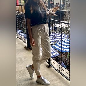 Abercrombie & Fitch Cream Track Joggers- long